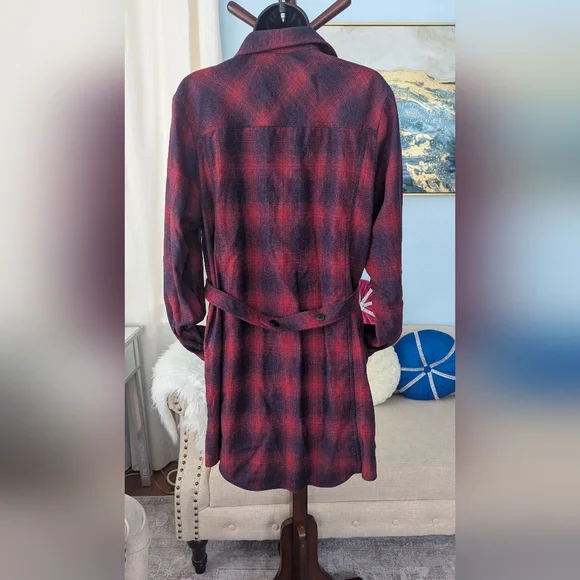 Vintage Pendleton Plaid 100% Virgin Wool Shirtdress Long Sleeve Made In USA XL - Picture 5 of 15